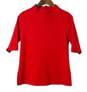 Neiman Marcus Women's Red Mock Neck Short Sleeve Knit Top 8