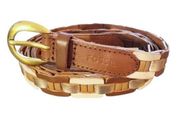 Fossil Link Pattern Leather Belt White/Tan/Silver/Brown