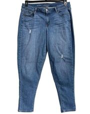 Lane Bryant SZ 18 Boyfriend Jeans Distressed Stretch Pockets Zip-Fly Whiskered