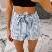 Jolt Blue And White Stripe Tie Shorts