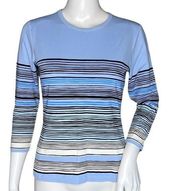 J.  McLaughlin Shirt Women XS Blue White Stripe Catalina Cloth Slinky Casual