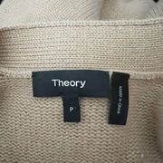 Theory  Oversized Open Front 100% Cashmere Knit Relaxed Cardigan Sweater Natural