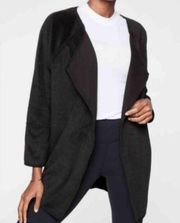 Athleta Womens Cozy Karma Wrap Open Front Cardigan Size L Black