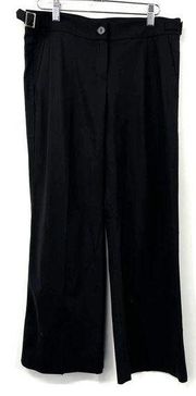 Theory Wool Pants High Rise Flat Front Dress Pant Straight Legs Solid Black 4