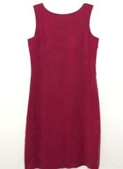 Silk Midi Red Sleeveless Crewneck Sheath Dress Modest Classic sz 10