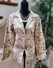 Dialogue Women's Floral Polyester Long Sleeve Single Breasted Jacket Blazer 10