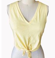 Forever 21 NWT ~ Yellow Cropped Tied Waist Sleeveless T-Shirt Summer Top ~ Women's MEDIUM