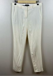 Theory Hartsdale Rosna Crepe Pants Size 2 Ivory Straight Leg Career Work Office