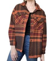 NWT RSQ Wool Blend Shacket Button Down Oversized Shirt Jacket Fall Plaid XS