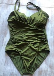 Ruched Swimsuit Olive Green