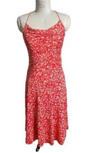 Diane von Furstenberg Red Floral Slip Dress 100% Silk Size 6