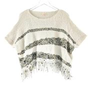 3 for $20 Anthropologie Moth Fringe Trim Knit Poncho Sweater Size XS