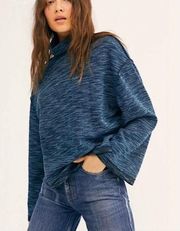 We the Free Sunny Days Turtleneck Sweater Overboard Combo Blue size Small