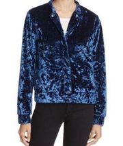 Joe's Collection blue crushed velvet bomber jacket size Small