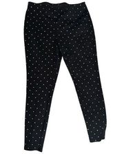 Chico's Black Metallic Gold Polka Dot Cropped Pants Pull On Women's Size 1 M