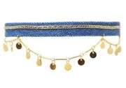 5/$25 Revolve Ettika Denim Gold Disc Chain Choker Necklace