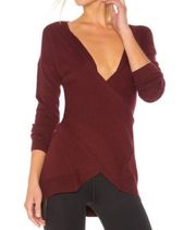 New  Reversible Criss Cross Sweater Shavasana Lightweight Knit Burgundy