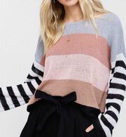 Listicle Striped Lightweight Wide Arm Knit Sweater