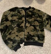 Camo Print Fur Jacket