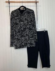 Chico’s Black Pullover Hoodie & High Waist Capri Shorts Bundle OF 2 Size 8