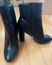 Black Leather Heeled Booties 