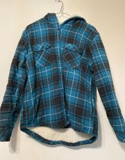 Sherpa-lined Flannel Hoodie