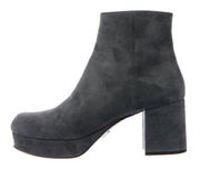 Prada Suede Platform Block Heel Ankle Boot Bootie in Gray Sz:39/US9