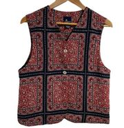 Lizsport vintage vest Elizabeth Claiborne red and navy blue lined large