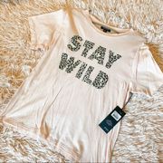 Wildfox Stay Wild Leopard Pink T Shirt