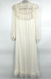 Zimmerman Ivory Lace Swiss Dot Long Sleeve Midi Dress