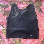 crop top black cross front tank