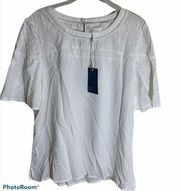 Market & Spruce White Detailed Short Sleeve Shirt Medium