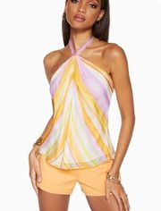 Ramy Brook Printed Fern Halter Silk Tank Top XS