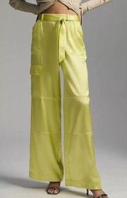 Anthropologie Hutch Satin Utility Pants Yellow | Size Small