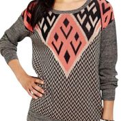 Urban Outfitters Ecote Intarsia Tan Pink Aztec Tribal Pullover Sweater