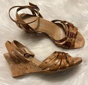 Naturalizer Cork Wedge Sandals w/ Ankle Strap Women’s 5.5 Leather Urge Buckle