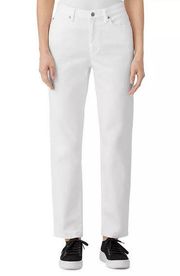 Eileen Fisher High Waist Slim Leg Jeans in White Made in Portugal