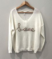 Love Print Cream Sweater | Medium