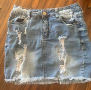 WAX Jean Denim Stretch Distressed Skirt M