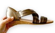 Eric Michael Spain Bronze Napa Leather Espadrille Wedges Size 39 Summer Sandals