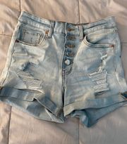 High-Rise White Washed Shorts Size 4