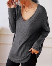 NWT  Waffle Knit Balloon Sleeve Sweater