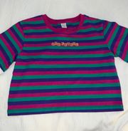 Multi Colored Striped  Crop Tee