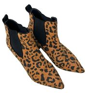 River Island Leopard Print Western Block Heel Pointed Toe Ankle Boots Size 6