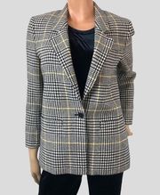 Pendleton Women’s 10P Houndstooth Wool Blazer Gray, Yellow and Black