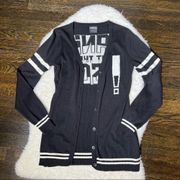 Manhead Panic! At the Disco Black and White Varsity Button Up Cardigan Sweater