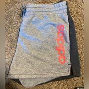 Adidas two toned gray sweat shorts