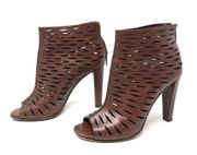DVF - Diane Von  Furstenberg- leather peep toe heeled booties, size 9