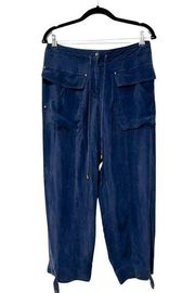 DIANE VON FURSTENBERG Silk Cargo Pants Navy Cropped Pants Sz 8