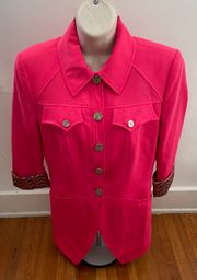 Vintage  Bazar Hot Pink 100% Wool Boho Blazer, size 40 or US 8